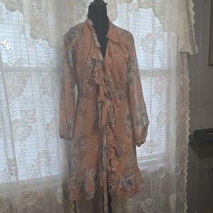 Floral Ruffle Vest in Peach and Blue